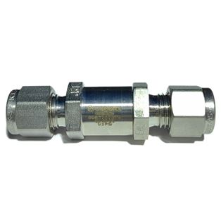 SS-4C-1/3,Stainless Steel Poppet Check Valve, Fixed Pressure, 1/4 in. Swagelok Tube Fitting, 1/3 psig (0.03 bar)