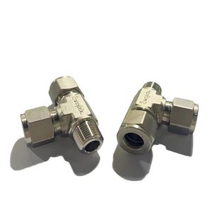 SS-810-3TMT,  Stainless Steel  Union Branch Tee 1/2 in. OD x  3/8 in.  Male NPT x 1/2 in. OD