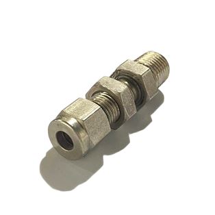 SS-400-11-4, Stainless Steel Bulkhead Straight Connector 1/4 in. Tube OD x 1/4 in. Male NPT